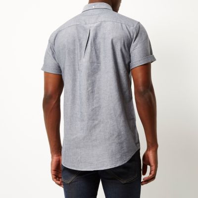 Grey short sleeve Oxford shirt